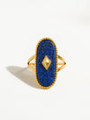 DAKOTA NON TARNISH ADJUSTABLE RING W/ NATURAL STONE