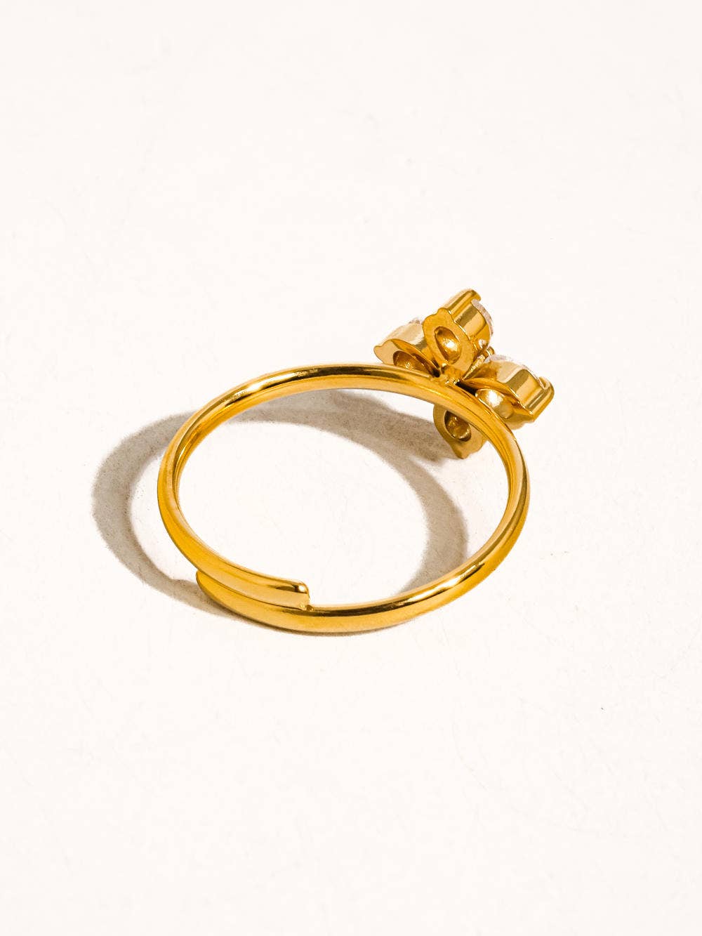 ETHEL 18K GOLD NON-TARNISH CZ CLOVER RING