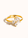 ETHEL 18K GOLD NON-TARNISH CZ CLOVER RING