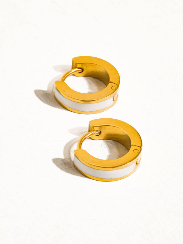 ETTA WHITE 18K NON-TARNISH COLORED HOOP EARRING