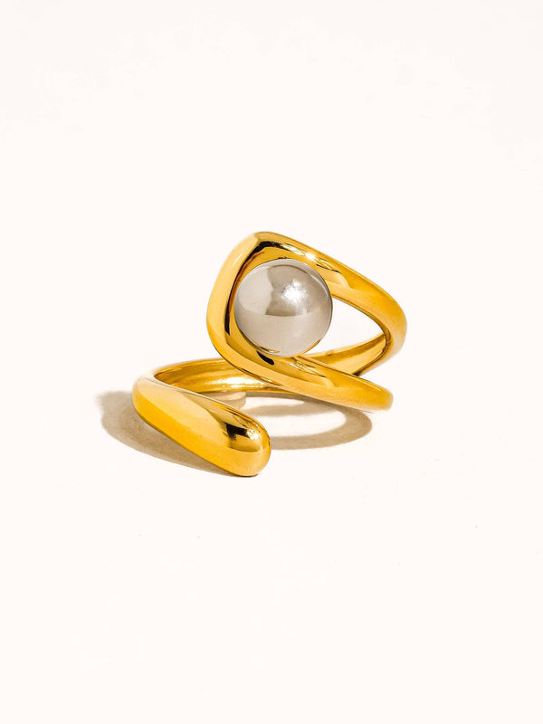 FAUNA 18K GOLD NON-TARNISH TWO TONE BALL BAND RING