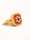 ROUGE 18K GOLD RED ENAMEL VINTAGE ADJUSTABLE RING