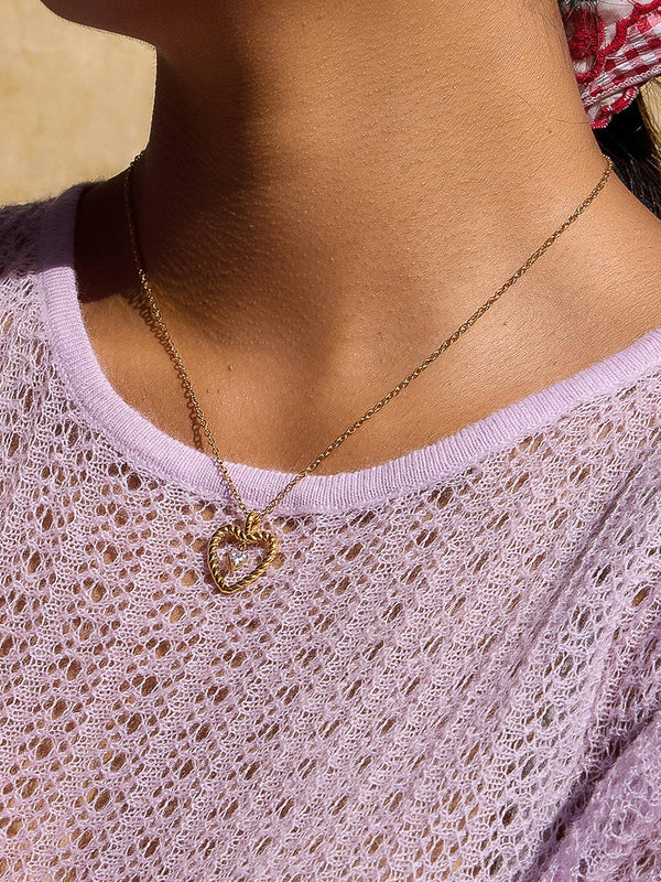 FREYA 18K GOLD NON-TARNISH CZ HEART DROP NECKLACE: YELLOW GOLD
