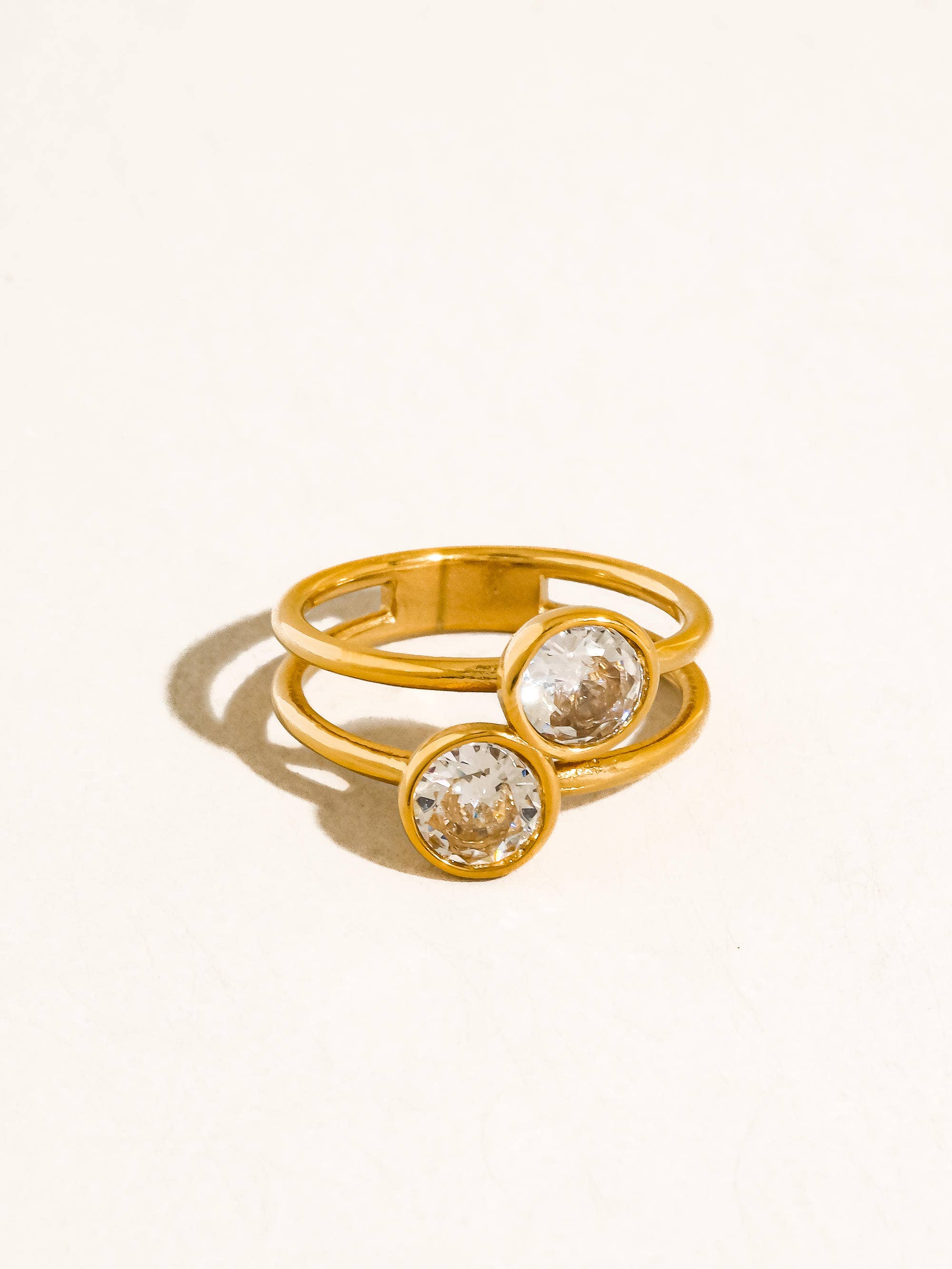HOLLIS 18K GOLD NON-TARNISH DOUBLE CZ RING