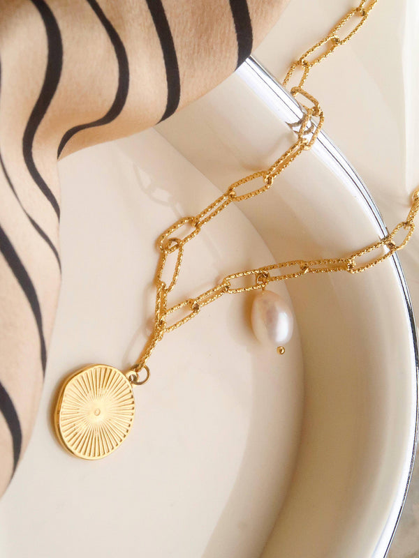 ISALINE GOLD 18K GOLD NON-TARNISH COIN CHAIN NECKLACE