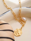 ISALINE GOLD 18K GOLD NON-TARNISH COIN CHAIN NECKLACE