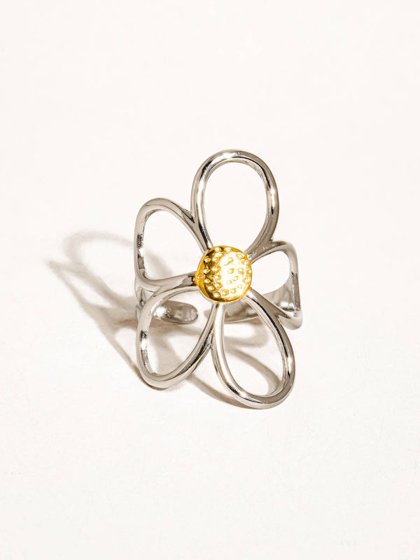 ISOLDE SILVER MULTI 18K NON-TARNISH LARGE FLORAL RING