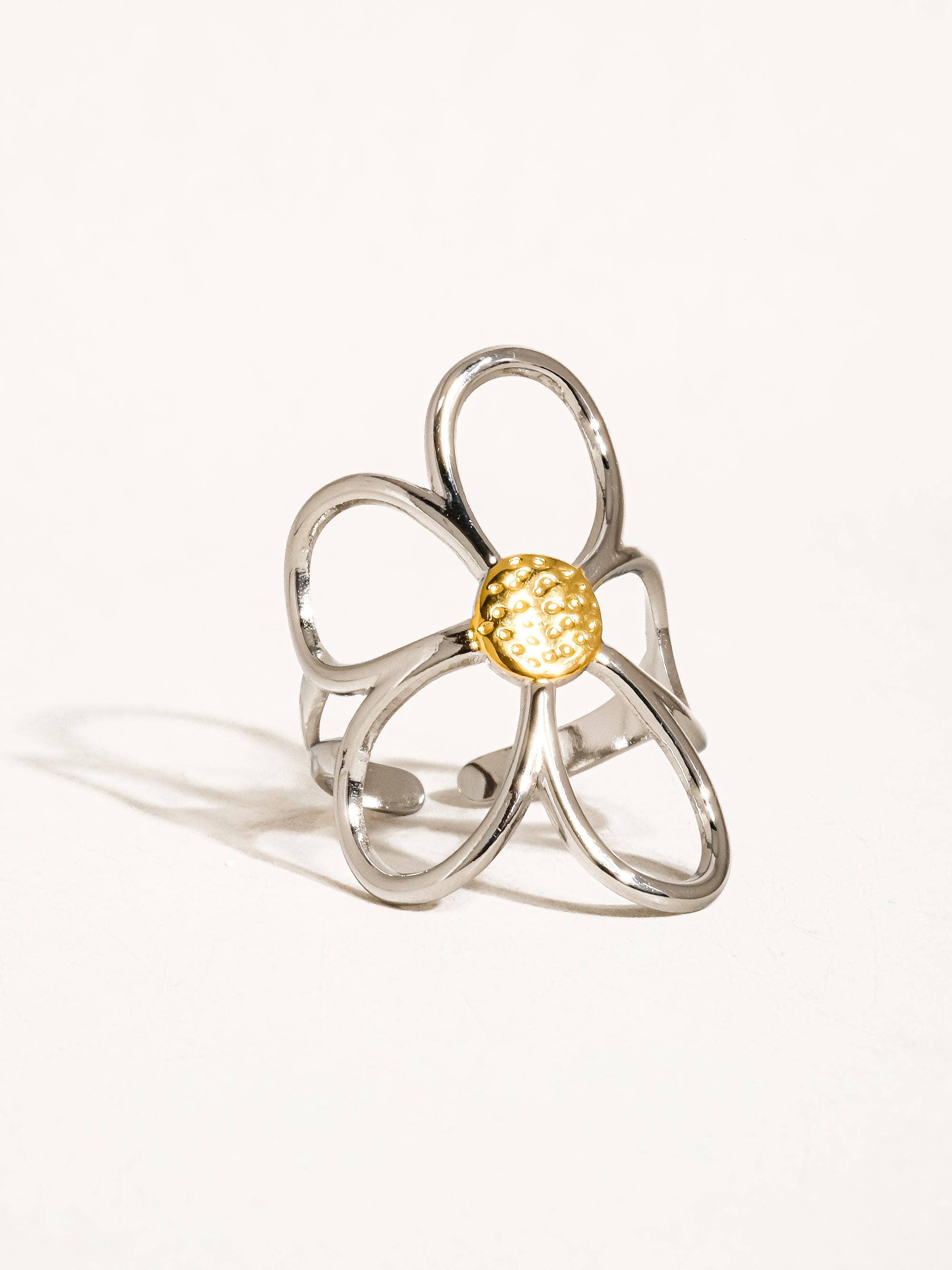 ISOLDE SILVER MULTI 18K NON-TARNISH LARGE FLORAL RING