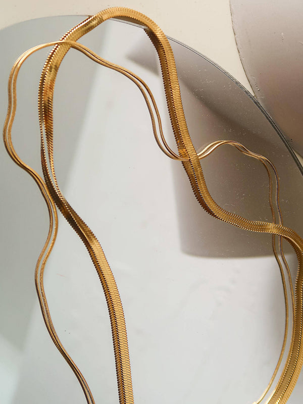 JEAN 18K GOLD NON-TARNISH FLAT SNAKE NECKLACE