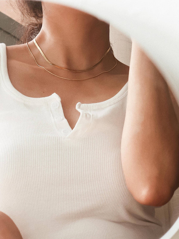JEAN 18K GOLD NON-TARNISH FLAT SNAKE NECKLACE