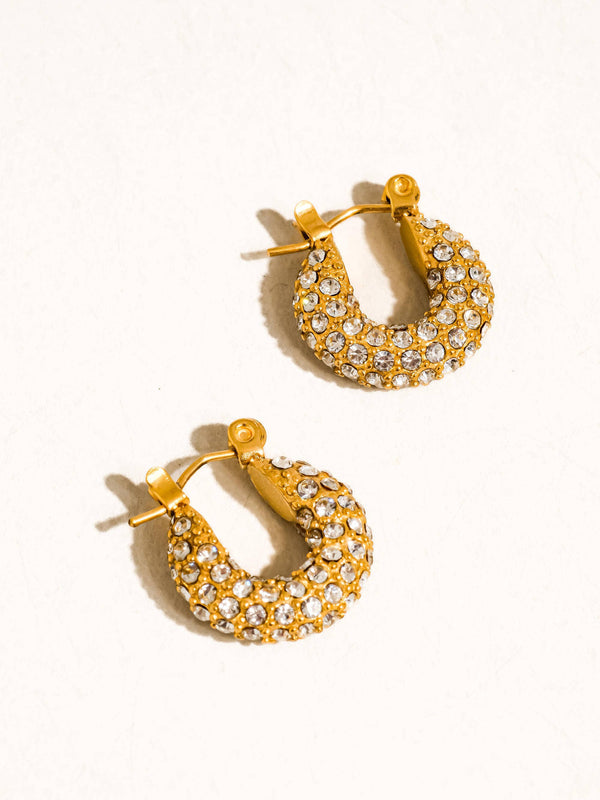 JOLEEN 18K GOLD NON-TARNISH GLAM CZ HOOP EARRING