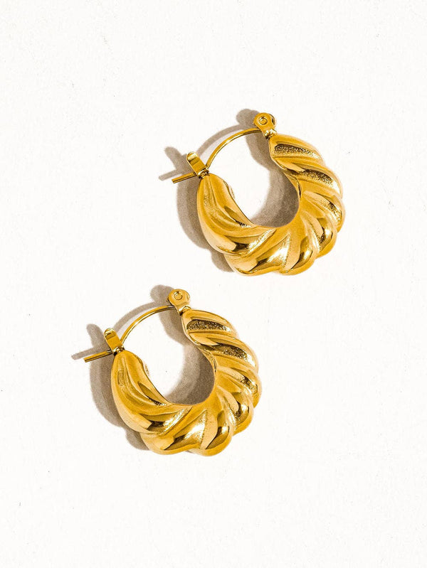 KIMBERLY 18K GOLD NON-TARNISH BRAIDED HOOP EARRING