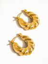 KIMBERLY 18K GOLD NON-TARNISH BRAIDED HOOP EARRING