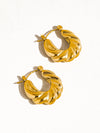 KIMBERLY 18K GOLD NON-TARNISH BRAIDED HOOP EARRING