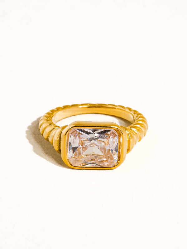 LAVERNE 18K GOLD NON-TARNISH CZ COCKTAIL RING