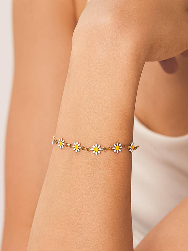 LEA 18K NON-TARNISH DAISY CHAIN BRACELET: MULTI-COLORED