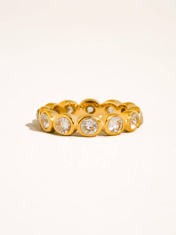 LENNA 18K GOLD NON-TARNISH BEZEL ETERNITY RING
