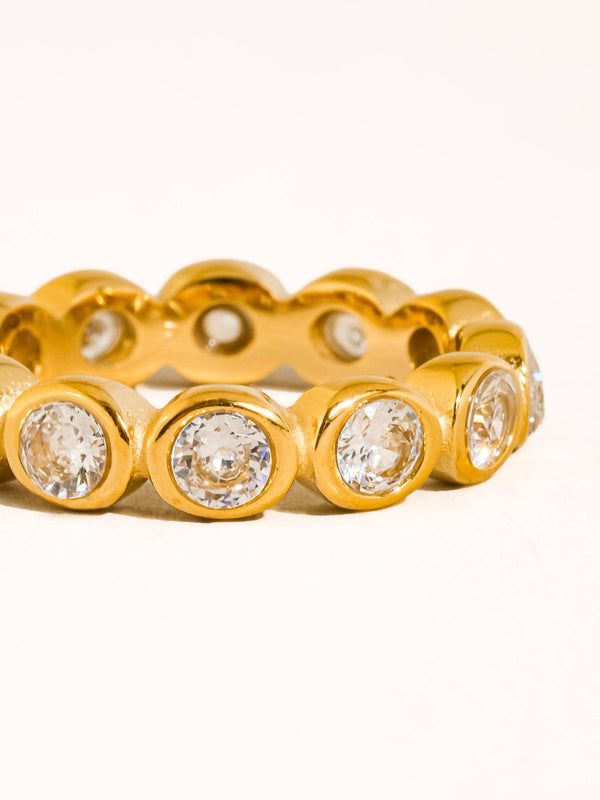 LENNA 18K GOLD NON-TARNISH BEZEL ETERNITY RING