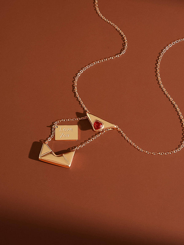 LETTER 18K GOLD NON-TARNISH LOVE LETTER HEART NECKLACE
