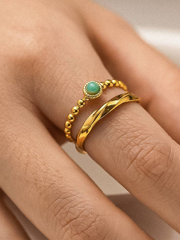 LINDY 18K GOLD NON-TARNISH TURQUOISE RING