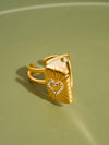 LOCKEE 18K GOLD NON-TARNISH CZ HEART LOCKET RING