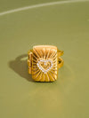 LOCKEE 18K GOLD NON-TARNISH CZ HEART LOCKET RING