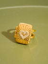 LOCKEE 18K GOLD NON-TARNISH CZ HEART LOCKET RING