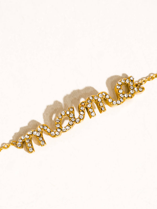 LOLANA 18K GOLD NON-TARNISH CZ MAMA SCRIPT BRACELET
