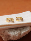 MASISSAC 18K GOLD NON-TARNISH CZ CROSSOVER HUGGIE EARRINGS