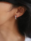 MASISSAC 18K GOLD NON-TARNISH CZ CROSSOVER HUGGIE EARRINGS