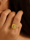 MAILN 18K GOLD NON-TARNISH ROUND GREEN STONE RING