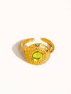 MAILN 18K GOLD NON-TARNISH ROUND GREEN STONE RING