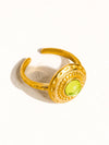 MAILN 18K GOLD NON-TARNISH ROUND GREEN STONE RING