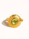 MAILN 18K GOLD NON-TARNISH ROUND GREEN STONE RING