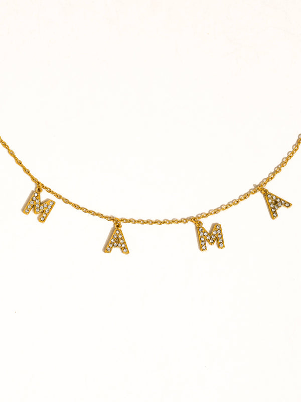 MOANA 18K GOLD NON-TARNISH CZ MAMA LETTER NECKLACE