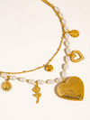 MEADOWE 18K GOLD NON-TARNISH PEARL HEART LOCKET NECKLACE