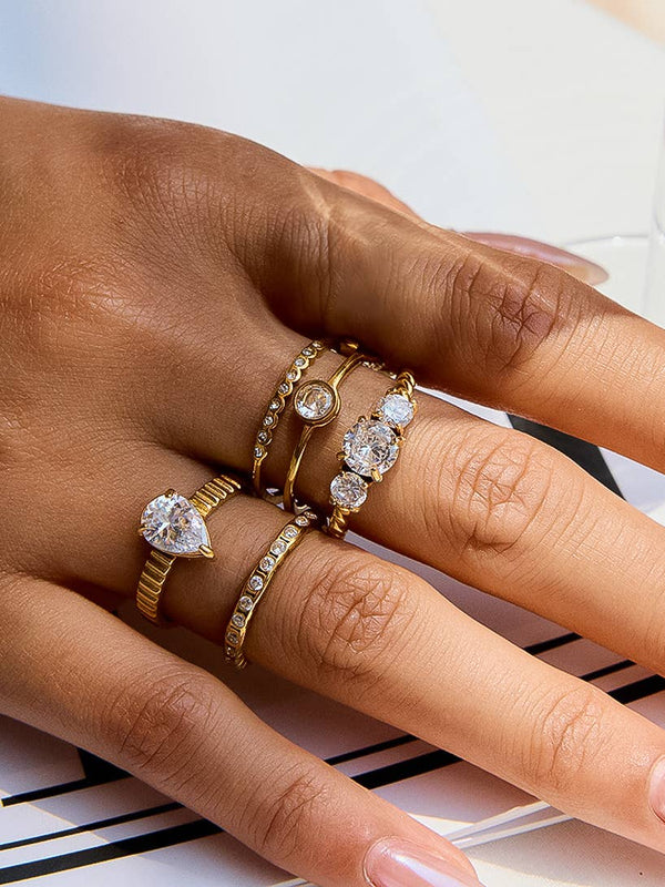 MOIRA 18K GOLD NON-TARNISH CZ STATEMENT RING