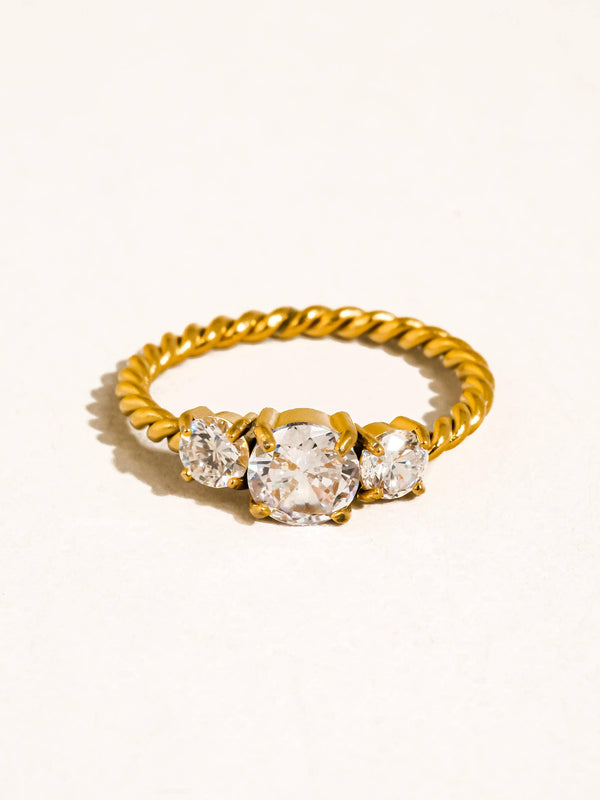 MOIRA 18K GOLD NON-TARNISH CZ STATEMENT RING