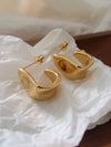 NINELLE 18K GOLD NON-TARNISH SCULPTED WAVE HOOP EARRINGS