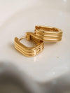 NOA 18K GOLD NON-TARNISH STRIPE HOOP EARRING