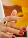 PALMER 18K GOLD NON-TARNISH AGATE RING SIZE 8