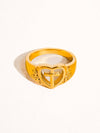 PARTAGÉ 18K GOLD NON-TARNISH CROSS & HEART RING