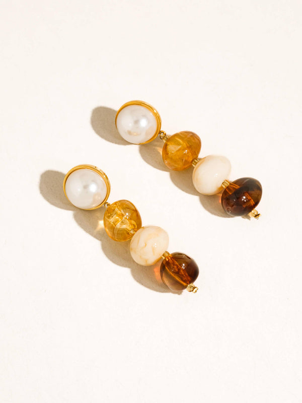 ALANI 18K GOLD NON-TARNISH VINTAGE PASTEL BEADED EARRING