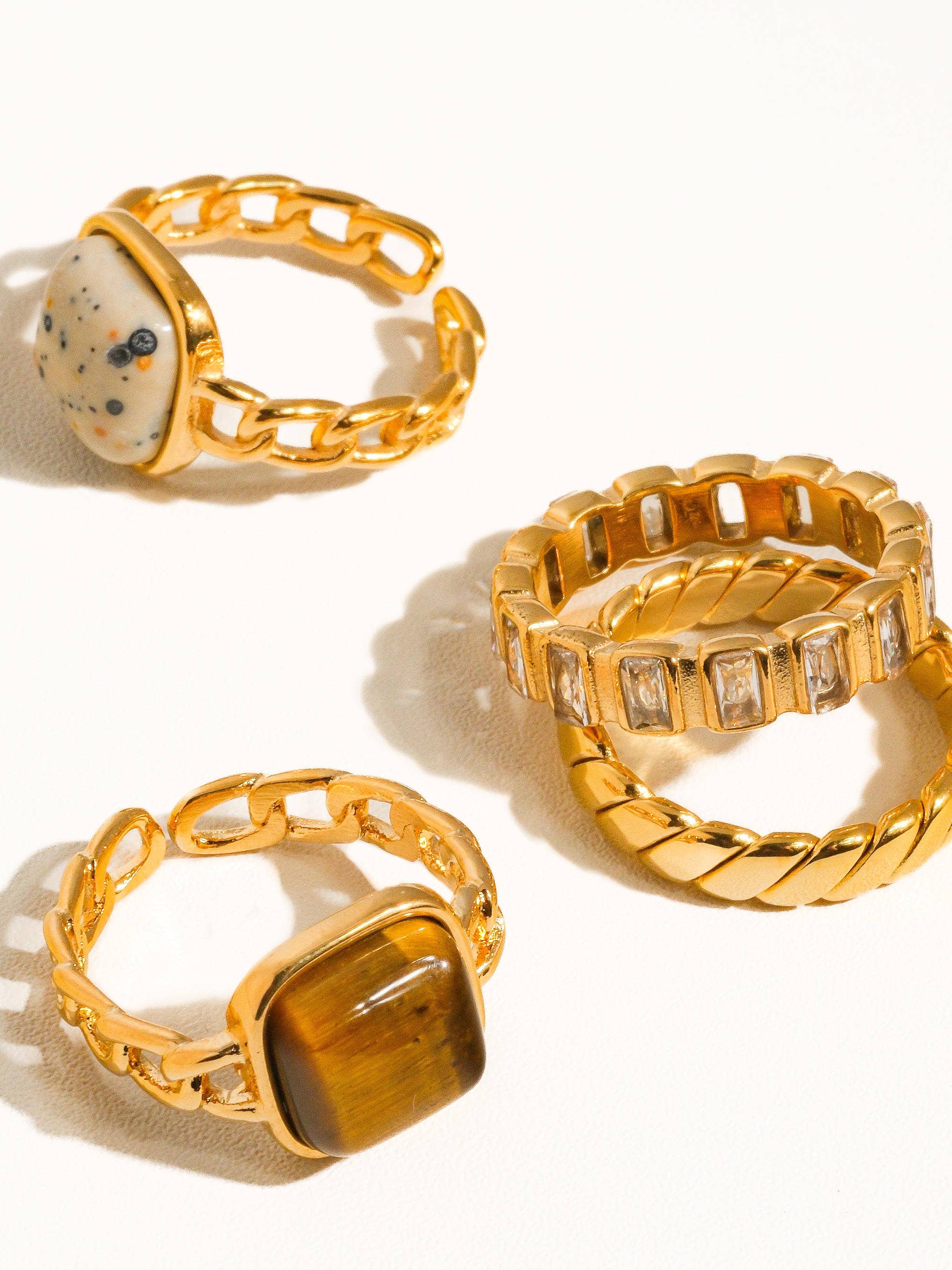 PIERRE 18K GOLD NON-TARNISH BRAIDED STACK RING - 7
