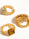 PIERRE 18K GOLD NON-TARNISH BRAIDED STACK RING - 7