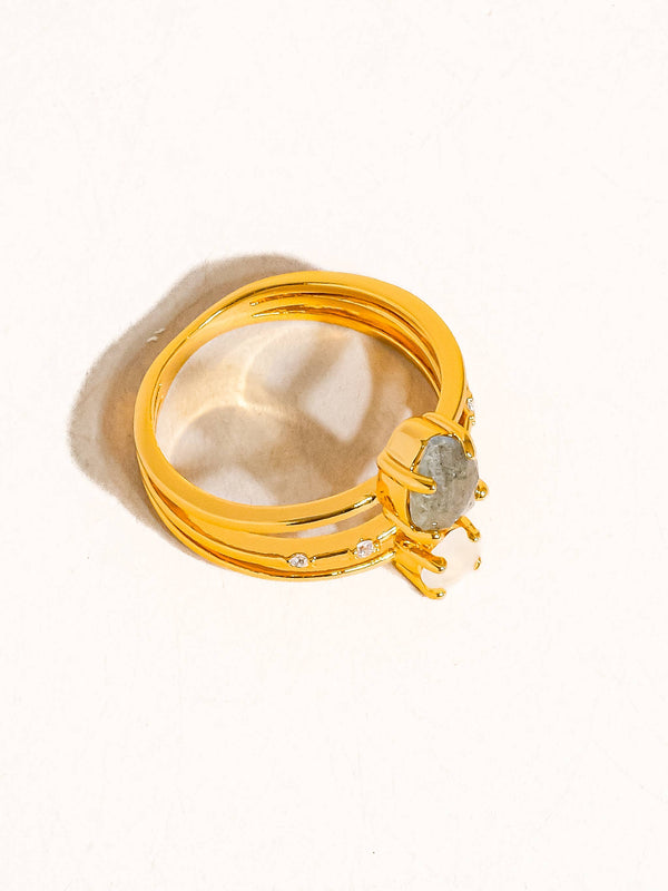 SABINE 18K GOLD MULTI STONE STATEMENT RING