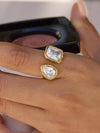 SERRÉA 18K GOLD NON-TARNISH CZ ADJUSTABLE RING