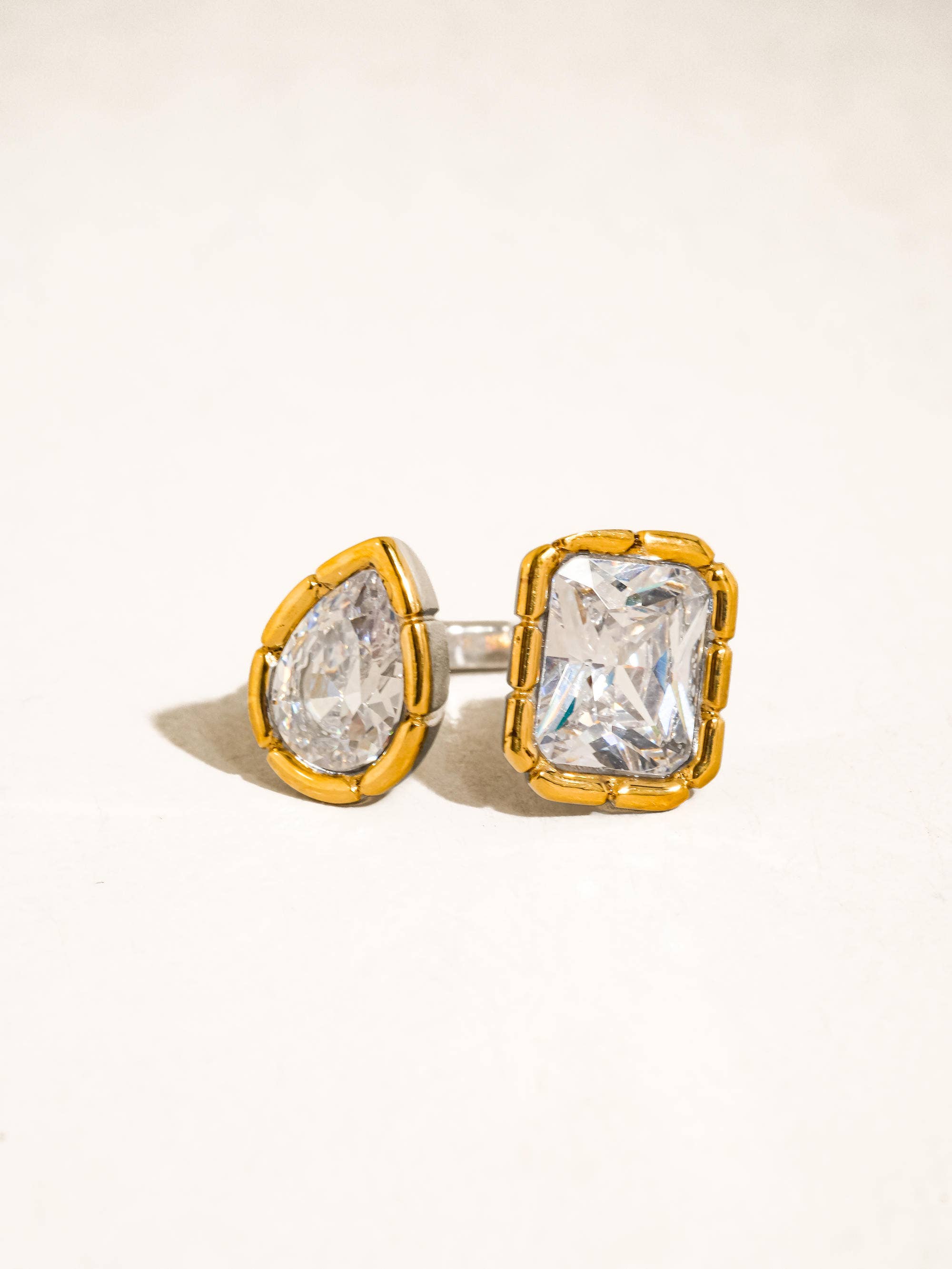 SERRÉA 18K GOLD NON-TARNISH CZ ADJUSTABLE RING
