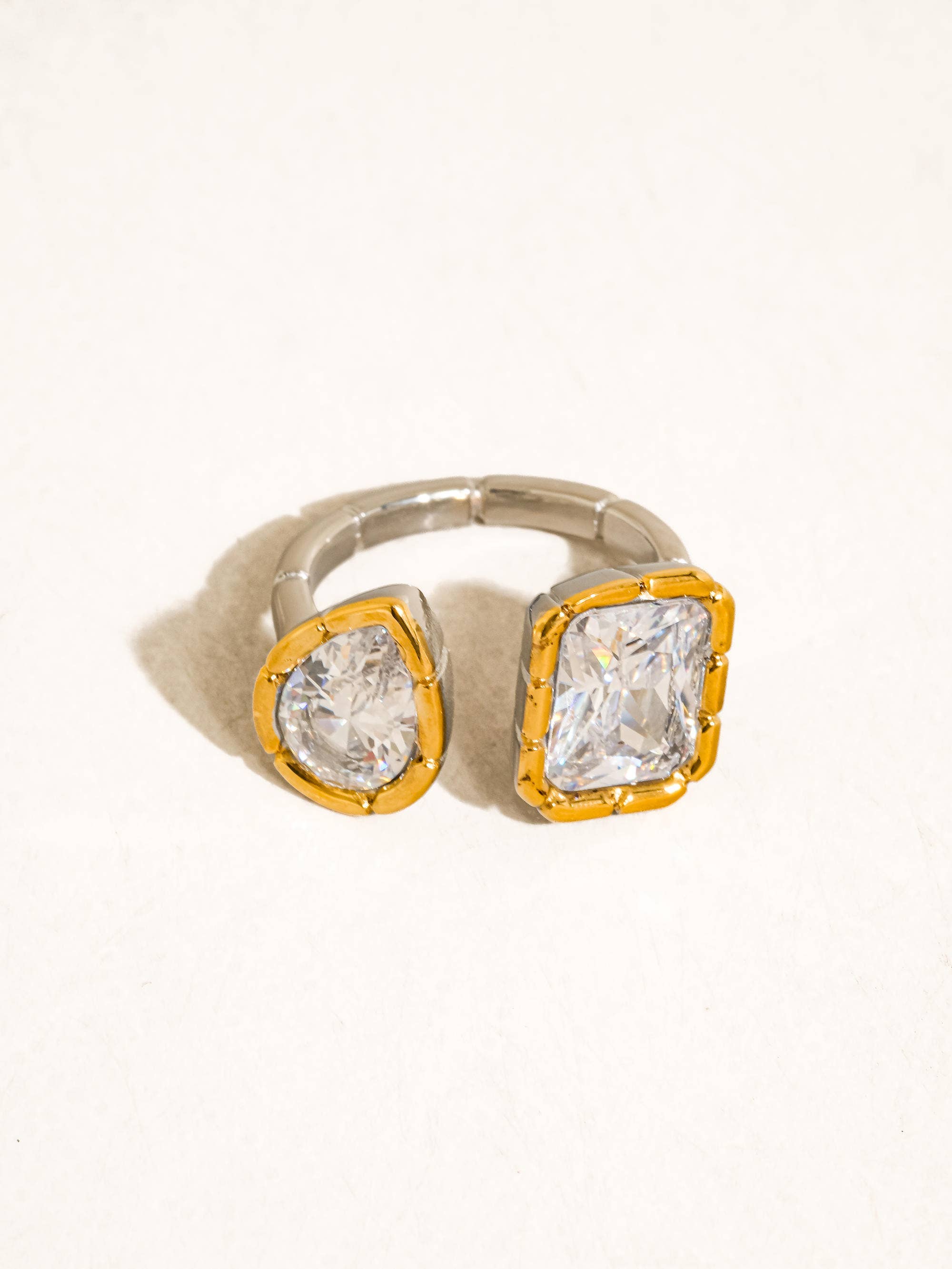 SERRÉA 18K GOLD NON-TARNISH CZ ADJUSTABLE RING