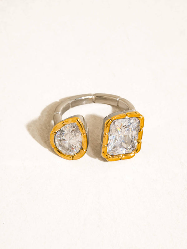 SERRÉA 18K GOLD NON-TARNISH CZ ADJUSTABLE RING
